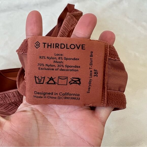 ThirdLove Everyday Lace T-shirt Bra In Copper Size 38F rust comfy support - Picture 4 of 4